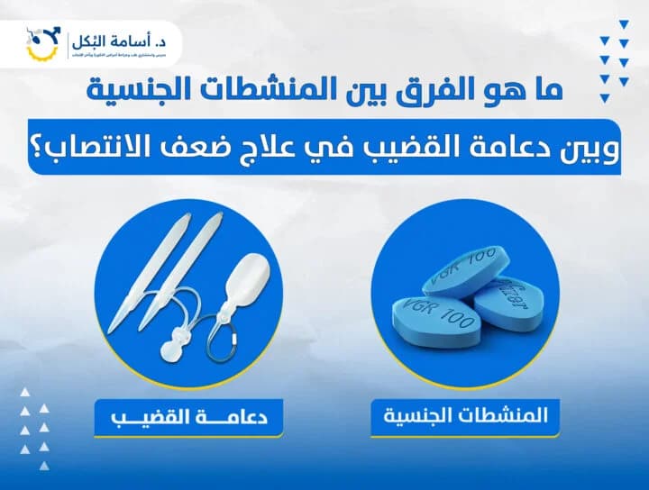 ايه الفرق بين المنشطات الجنسية وبين دعامة القضيب في علاج ضعف الانتصاب ؟